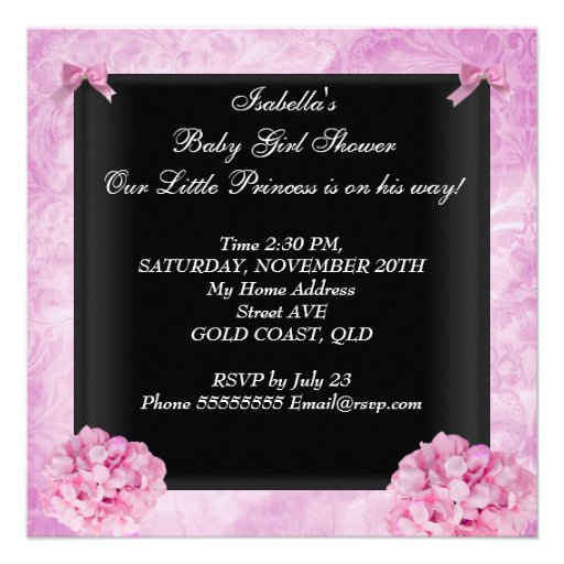 African American Little Princess Baby Shower Girl Announcement