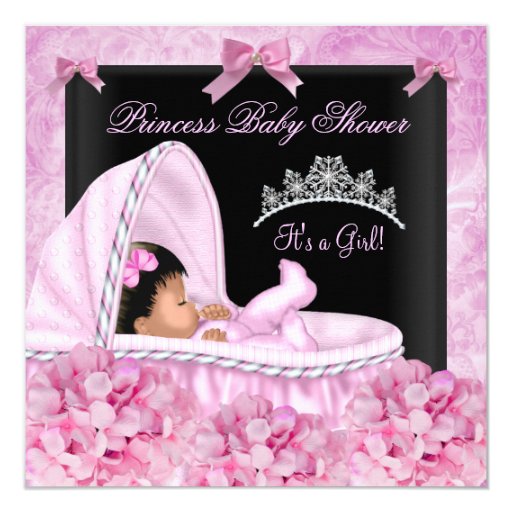 African American Little Princess Baby Shower Girl Invitation