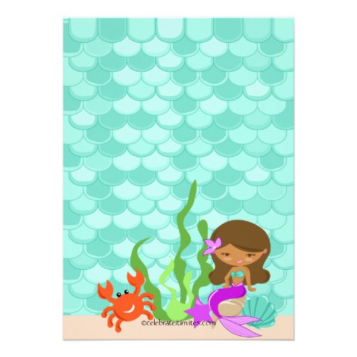 African American Mermaid Birthday Invitation