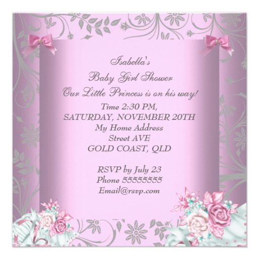 African American Pink and Gray Baby Shower Girl 3 Custom Invitation