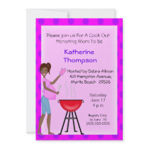 African American Pregnant Mom Cookout  Invitation
