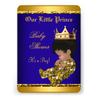 Blue Boy Gold African American Baby Shower Prince