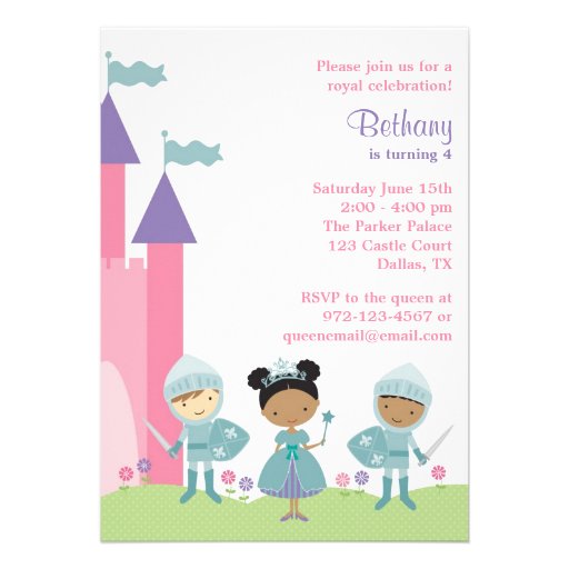 African American Princess and Knight Invitations