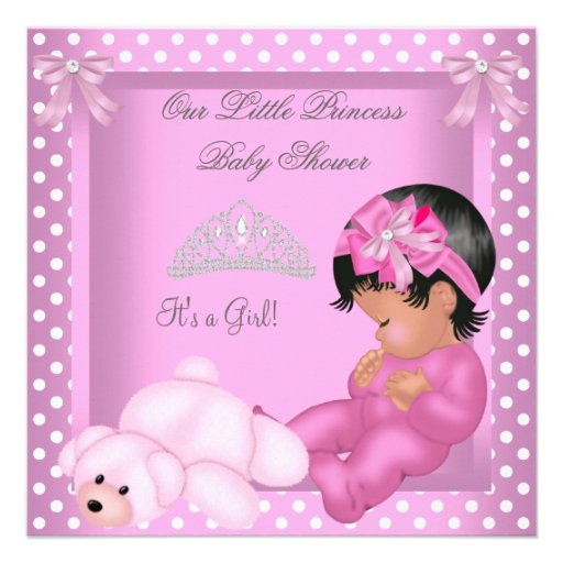 African American Princess Baby Shower Girl Pink Personalized Invites