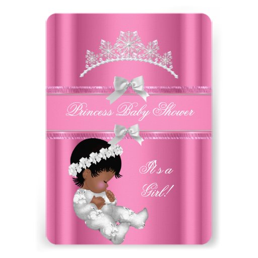 African American Princess Baby Shower Girl Pink Custom Invites