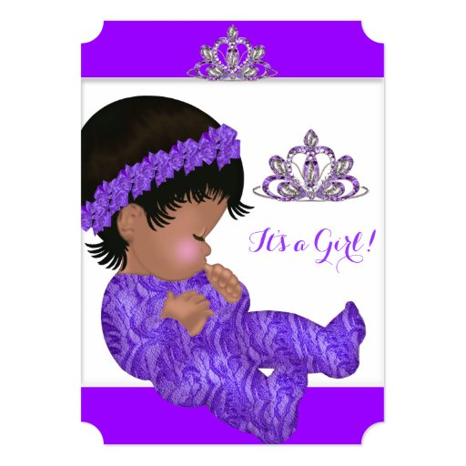 African American Princess Baby Shower Girl Purple Card Zazzle