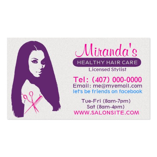 African American Salon Business/Appointment Cards Business Cards (front side)