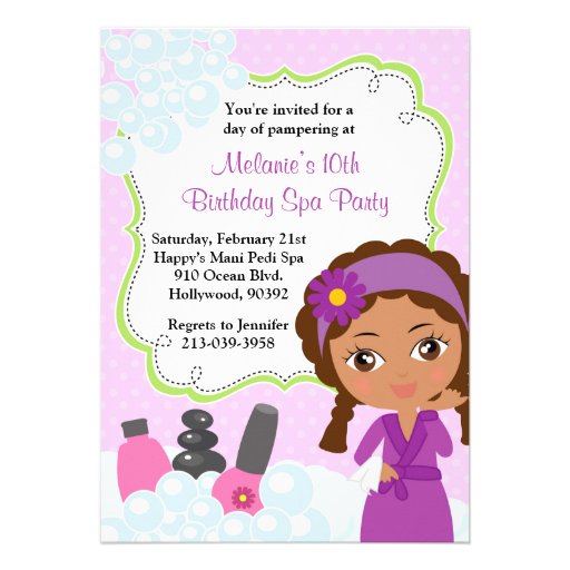 African American Spa Birthday Party Invitation