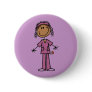 African American Stick Figure Nurse Pinback Button