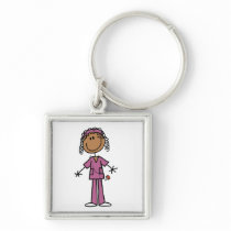 African American Stick Figure Nurse Key Chain
