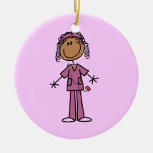 African American Stick Figure Nurse Ornament