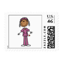 African American Stick Figure Nurse Postage