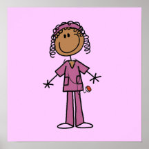African American Stick Figure Nurse Posters