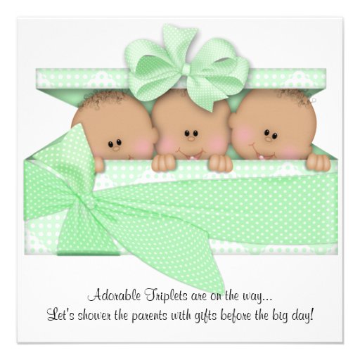 African American Triplet Baby Shower Invitation