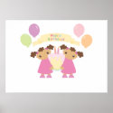 African American Twin Birthday Poster posters