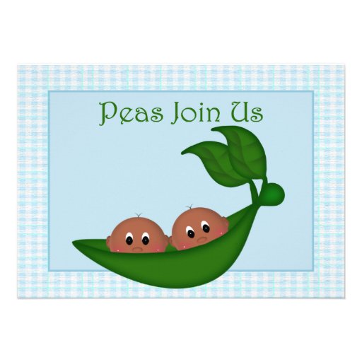 green pea african american twin boys baby shower invitation twins are ...