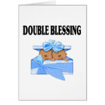 African American Twin Boys  Double Blessing Cards