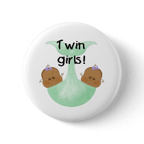 African American Twin Girls buttons