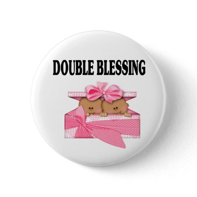 African American Twin Girls Double Blessing Buttons by babyworld