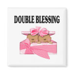 African American Twin Girls Double Blessing Fridge Magnets