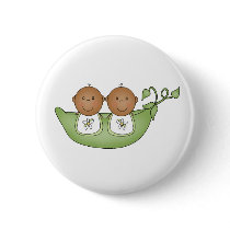African American Twins in Pea Pod buttons by new_baby African American Twins in Pea Pod buttons