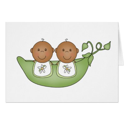 African American Twins in Pea Pod Cards by new_baby