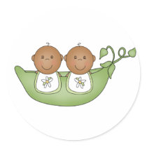 African American Twins in Pea Pod Round Sticker