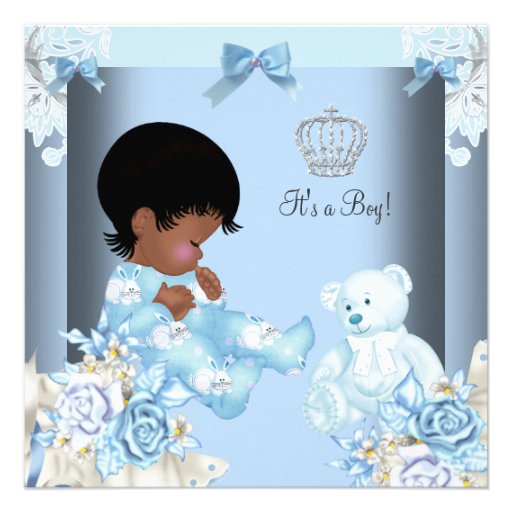 African American Vintage Prince Baby Shower Boy 2 Invites