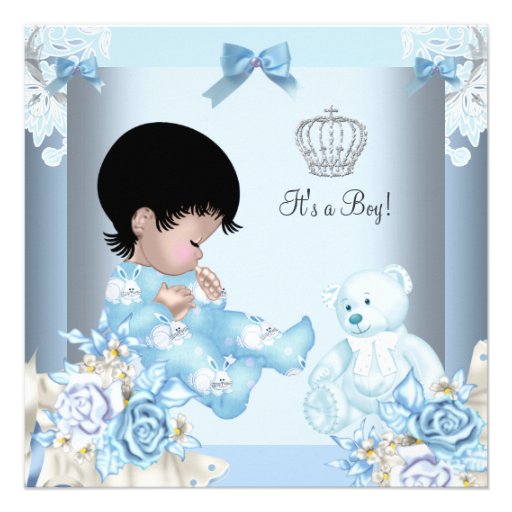 African American Vintage Prince Baby Shower Boy Custom Announcements