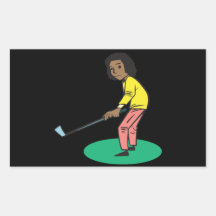 African American Woman Golfer Rectangle Sticker