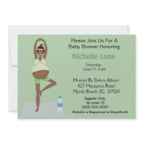 African American Yoga Mom Baby Shower  Invitation