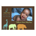 African Animal Monogram: Blue Invitation