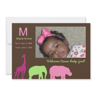 African Animal Monogram: Pink invitation
