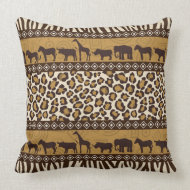 African Animals and Leopard Wraparound Print throwpillow
