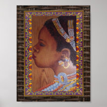 African Bride with ornate border Poster