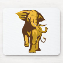 african bull elephant charging retro mousepad
