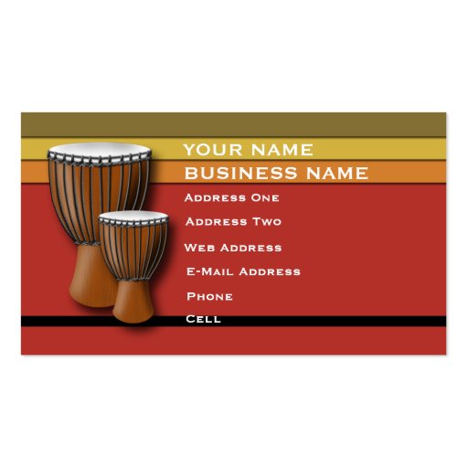 African Djembe Drum - Music Business Card (front side)