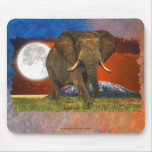 African Elephant & Savannah Moon Art Design Mouse Pads
