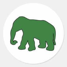 African Elephant Silhouette Ivory Tusks Dumbo Round Sticker