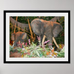 African Elephants Preframed Poster