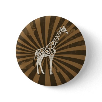 African Giraffe Original Art Button by EllesBaby