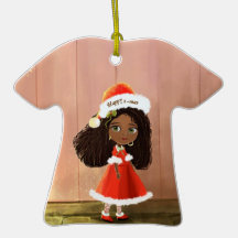 African Girl Mindy happy xmas Ornament