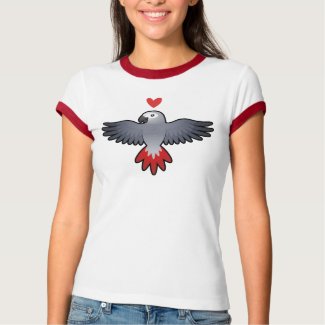 Cartoon African Grey Parrot T-Shirt Cartoon African Grey Parrot T-Shirt