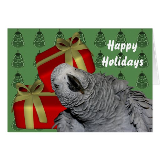 African Grey Parrot Christmas Holiday Card Zazzle