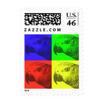 African Grey Pop Art Postage Stamps