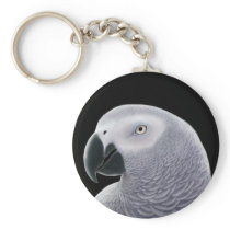 African Grey Portrait Key Chain