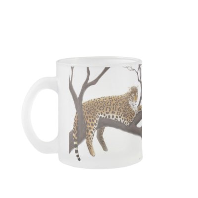 African Leopard Frosted Glass Mug by twopurringcats