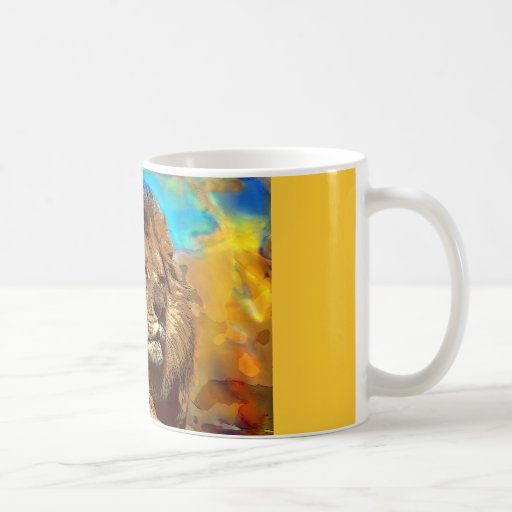 African-Lion-Digital Art Coffee Mugs
