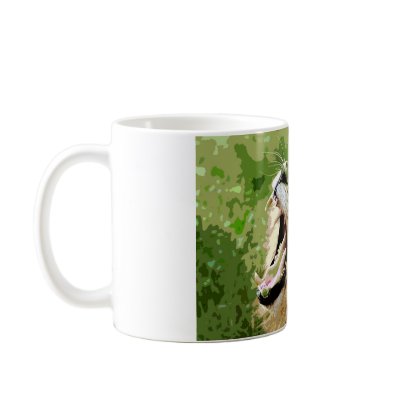 African Lion Roaring Coffee Mugs by made_in_atlantis