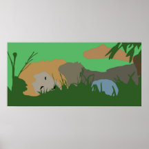 African lion sleeping in the Bush poster